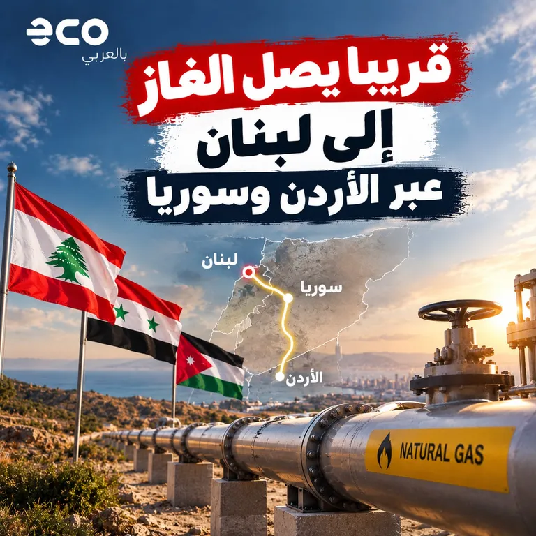 بطاقة إيكو بالعربي: قريباً يصل الغاز إلى لبنان عبر الأردن وسوريا